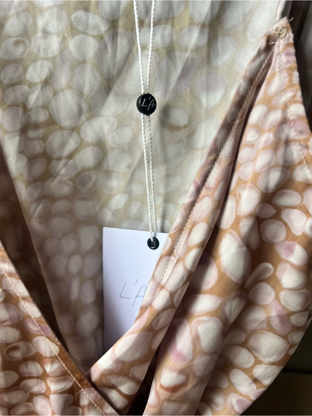 L'Academie One-Shoulder Dress in Blush Beige Print Size Small - Picture 7 of 10
